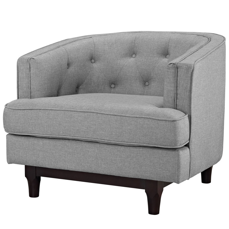 Fauteuil demi-tonneau 35,5 po, Polyester gris clair