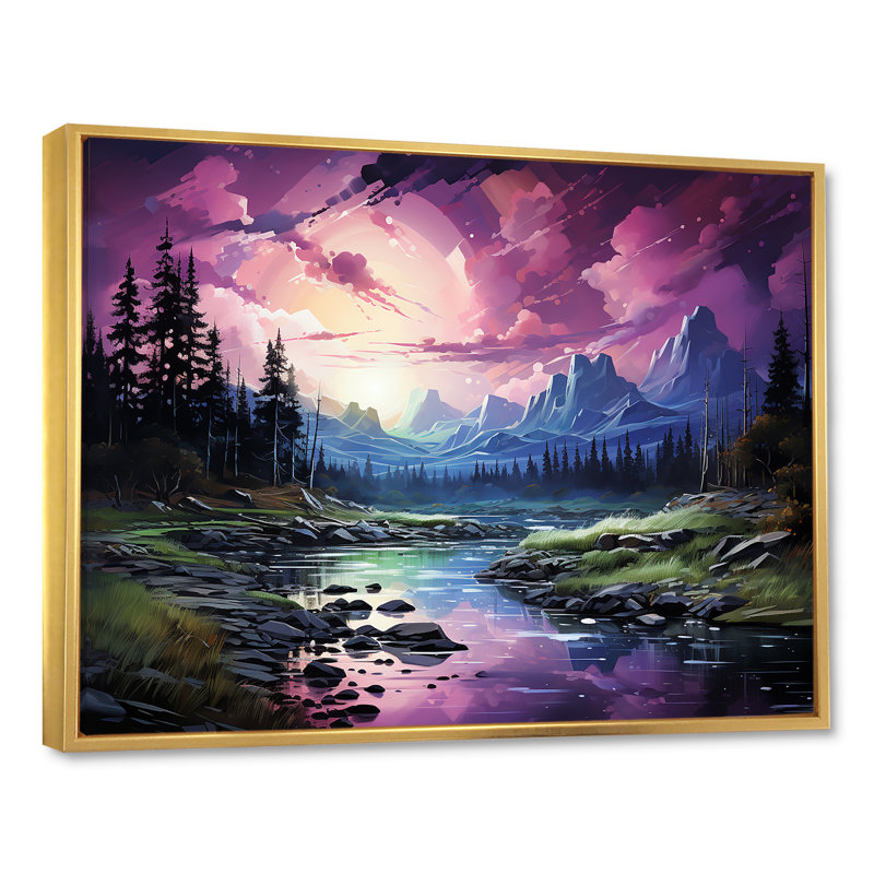 Art mural Northern Light, Cadre flottant doré, H 24 po x l 32 po x P 1 po