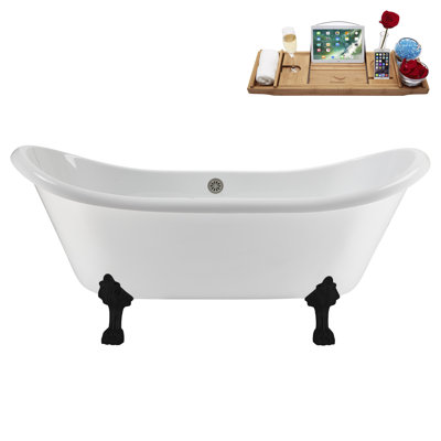 71" Streamline Clawfoot Tub,Tray,Drain and Clawfeet