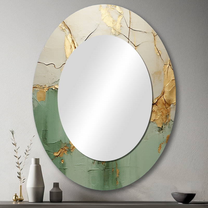 Green Gold Minimalisme Poteries - Miroir mural moderne ovale, 43 po x 33 po