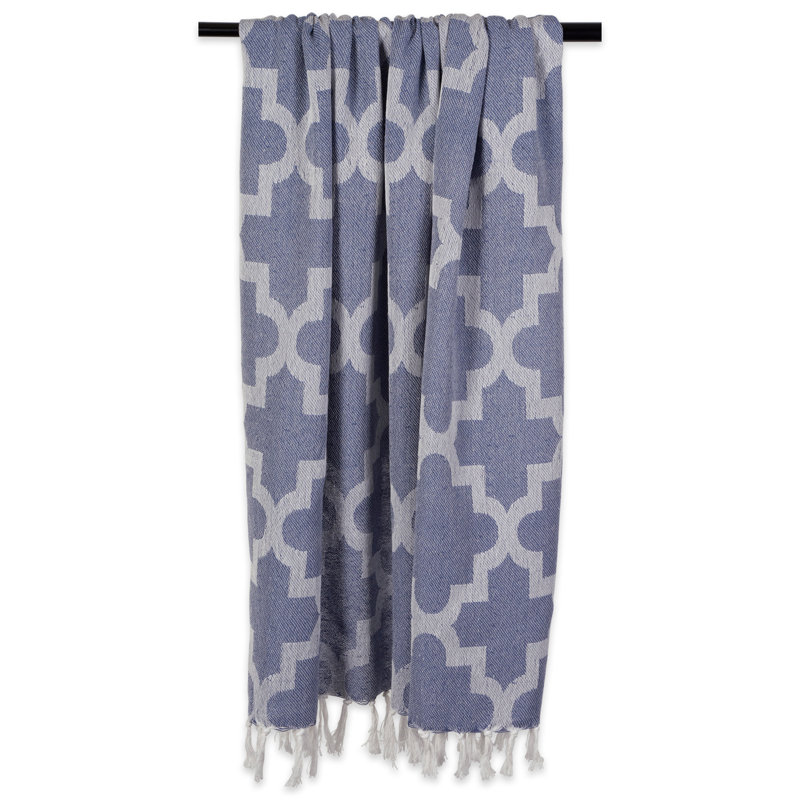  Jeté en treillis de coton, Bleu français