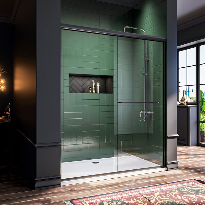 Porte de douche semi-encadrée de 44 à 48 po x H 72 po, Noir mat