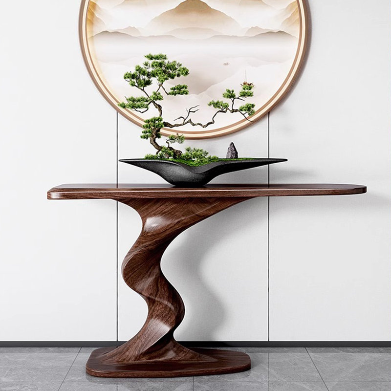 Retro simple brown console table., 33.9" H x 47.2" W x 15" D