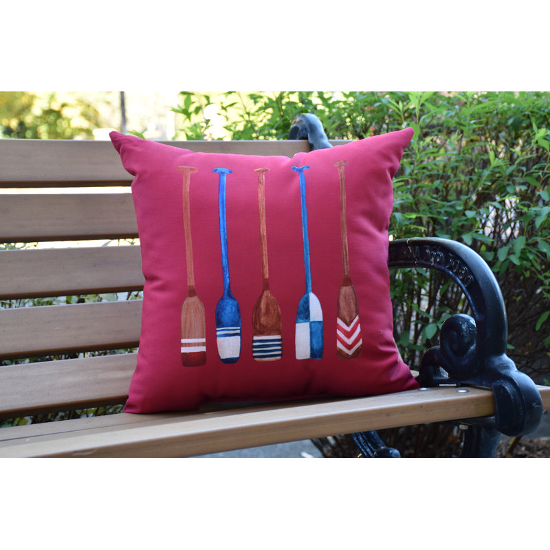 Nantucket Outdoor Reversible Throw Pillow, Red, 18" x 18"