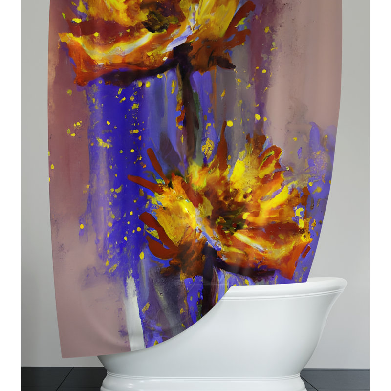Mansi Floral Shower Curtain, 72" H x 70" W