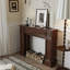 Walnut Solid Wood Freestanding Fireplace-1672054789