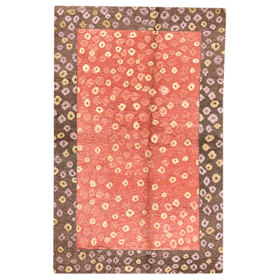  Hand-Knotted Red And Brown Area Rug