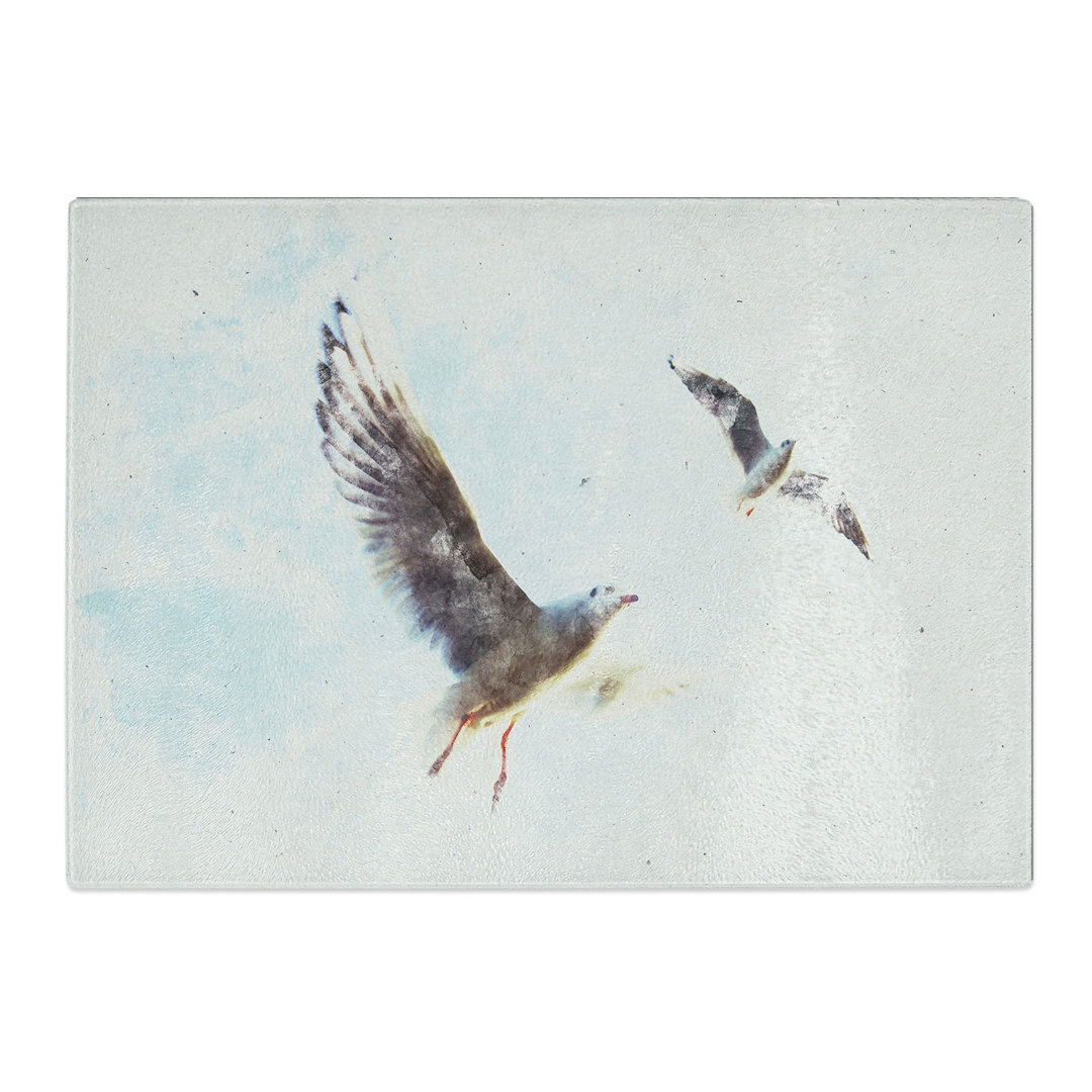 Tempered Glass Pair of Flying Seagulls Chopping Board