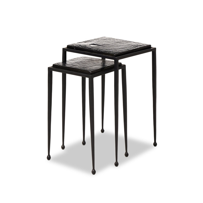 Dalston Glass Nesting End Table, Black