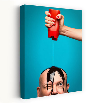 Winking Chocolate Head Playful Contemporary Wall Art Print