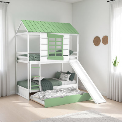 Lit superposé simple au-dessus de simple avec glissière convertible et lit gigogne