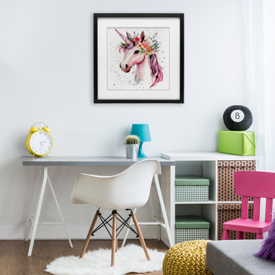 Majestic Unicorn Modern Splatter Framed Print Under Glass, design by Creative Studio