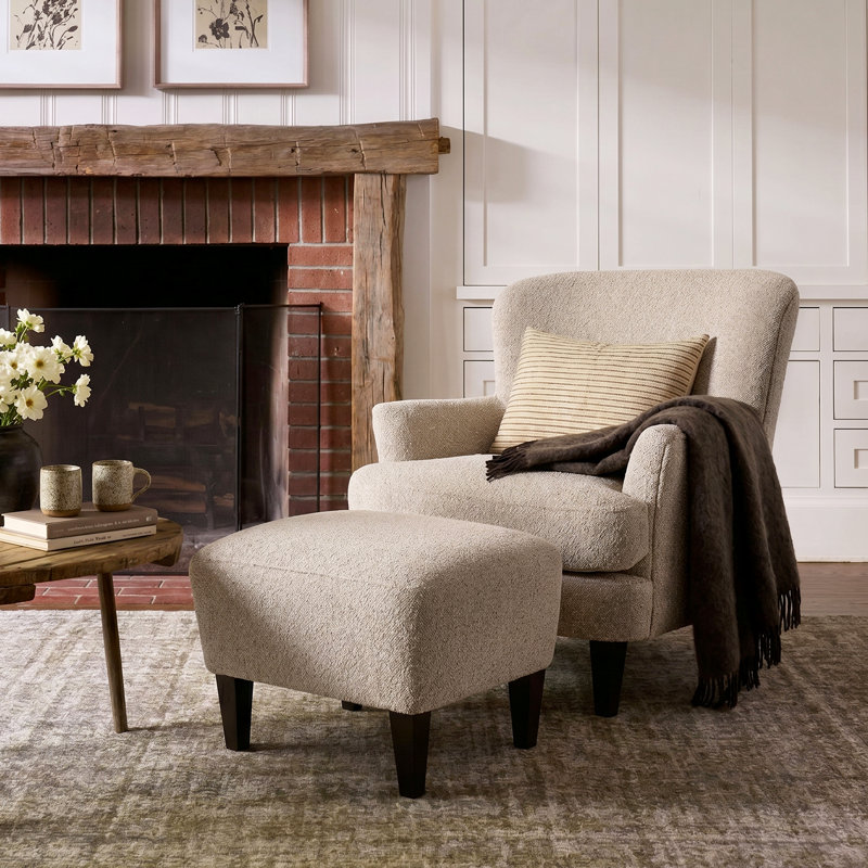 Kamiyla 33'' Wide Armchair and Ottoman, Yes, Stone Gray
