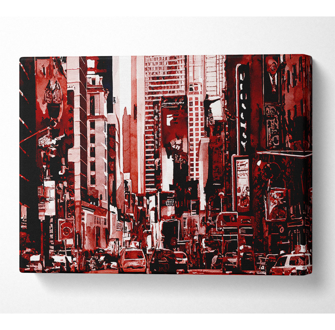 New York City Broadway Rot - Kunstdrucke auf Leinwand - Wrapped Canvas