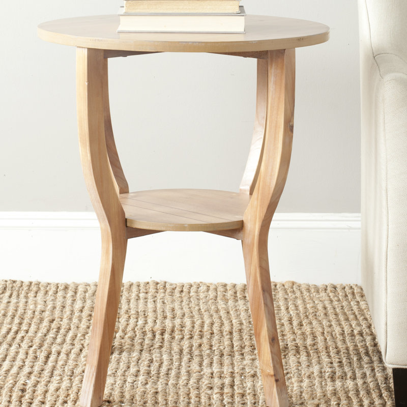 Table de bout en bois massif avec rangement Applonia, Érable rouge