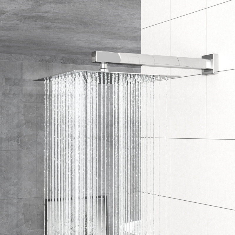 Pomme de douche double 10 po - Carré avec installation murale facile à installer
