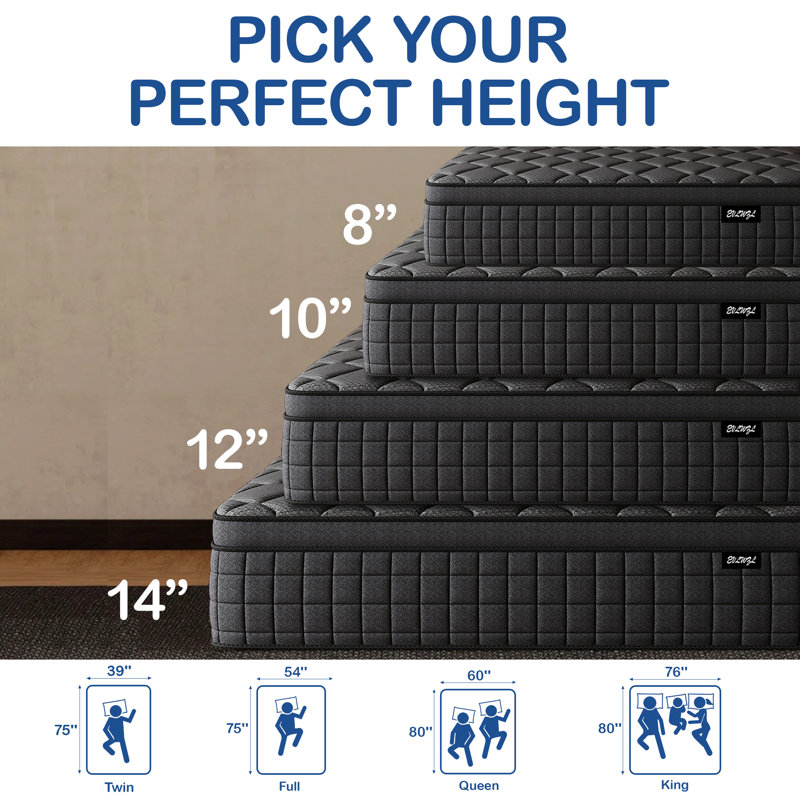 8" Medium Firm Hybrid Memory Foam Mattress with Pocket Coils & CertiPUR-US Certified Foam, Twin, 8"