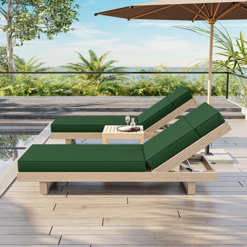 Coussin de chaise longue d'extérieur Wynee, L 25,8 po x P 79,75 po, Vert olive