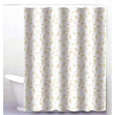 Rideau de douche en polyester + crochets métalliques - Taupe
