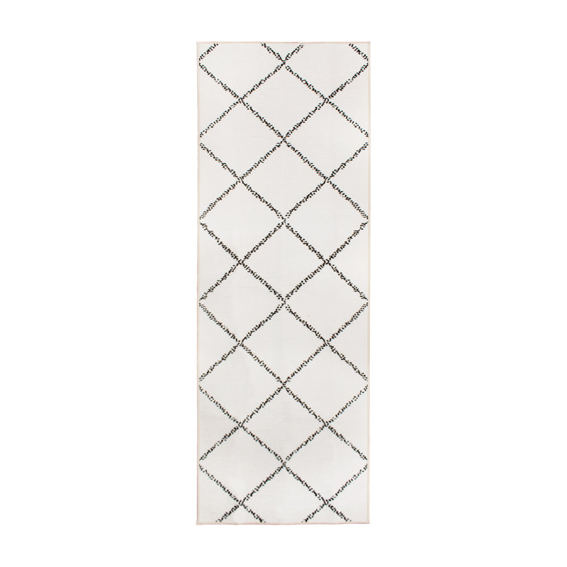 Tapis ivoire Medina, Tapis de couloir 2 pi 6 po x 7 pi