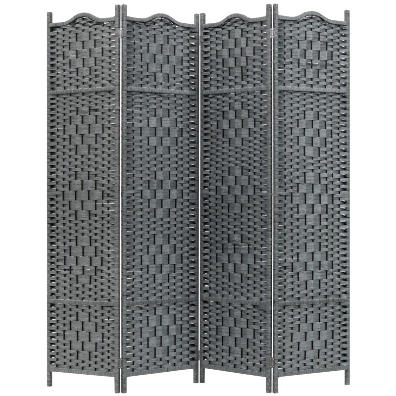 160Cm W x 170.2Cm H 4 - Panel Bamboo / Rattan Room Divider
