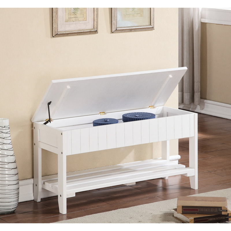 White Solid Wood Shoe Bench With Storage - Elegant And Practical Design Quality Bench, Maximize, White