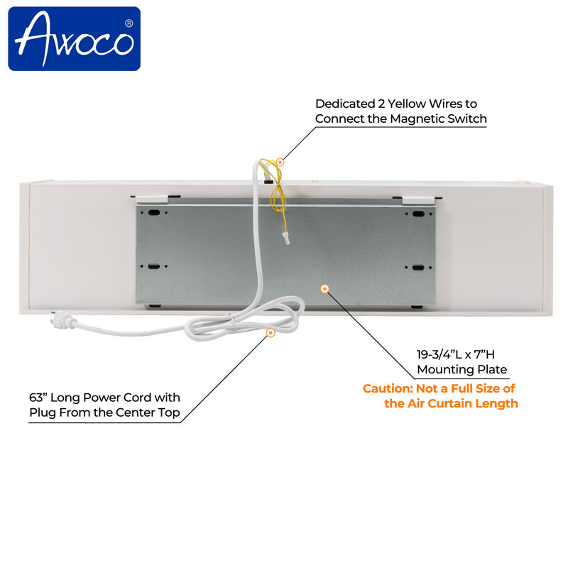 Awoco 40" White Slimline Portable Air Curtain Fan with Remote Control