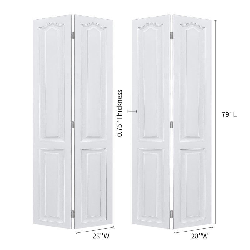 YGDual porte moderne fabriquée à la main à commande numérique par ordinateur de 3/4 po d'épaisseur 28 po x 79 po. Porte pliante en vinyle avec noyau blanc et ensemble de quincaillerie