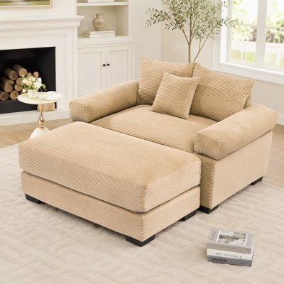 Canapé d'angle modulaire surdimensionné Cloud de 138 cm (54,3 pouces) avec tissu en velours côtelé, accoudoirs extra-épais et design ergonomique pour un confort et un style optimaux.