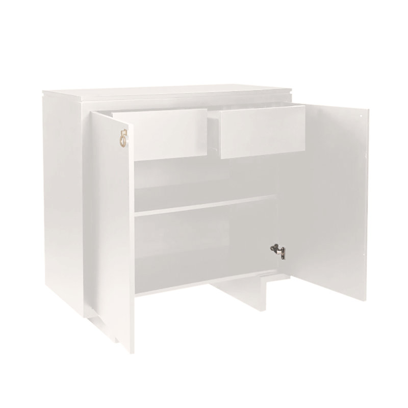 William Solid Wood 2 - Door Accent Cabinet, Antique White