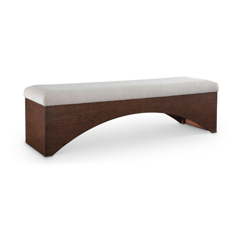 Lawson Willmot Velour  Fabric Bench, Beige Velour Fur Fabric, Brown