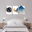 «Tropical Monstera Leaf and Moon», reproduction d'art sur toile tendue sur toile, ensemble de 3-1737680267