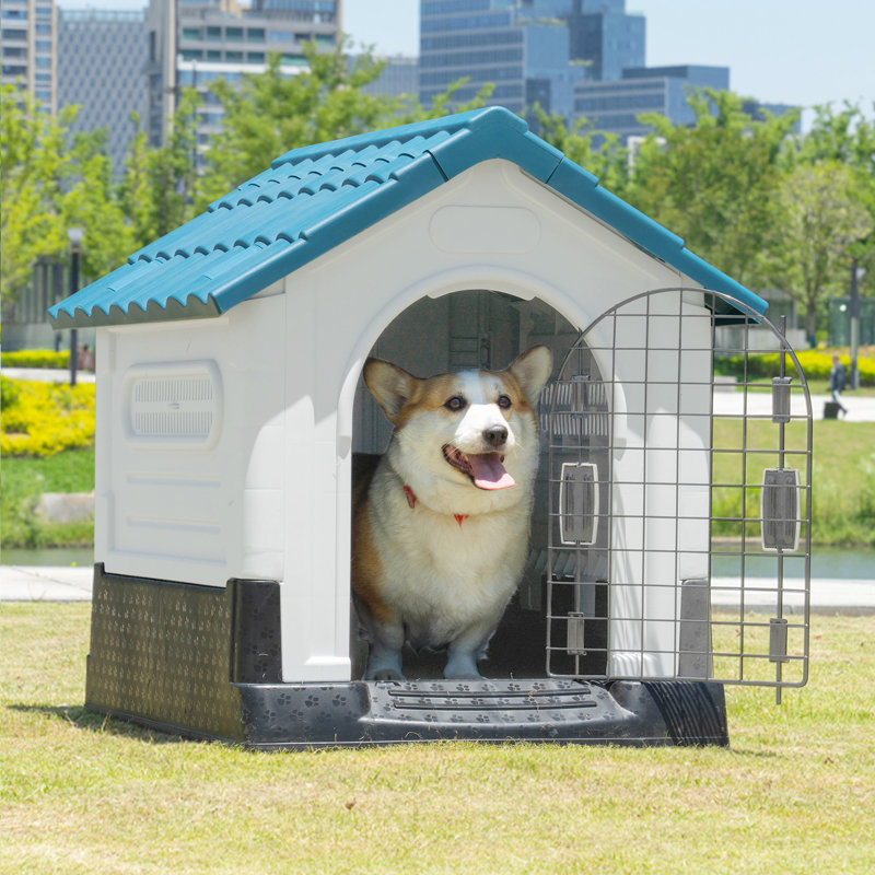 Niche pour chien en plastique avec porte Faunie, imperméable, plancher surélevé, facile à assembler