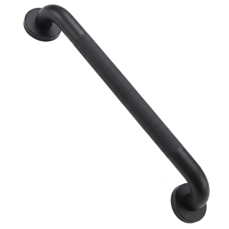 Barre d'appui de salle de bain noire 20 po avec poignée moletée antidérapante, conforme à l'ADA, Noir mat, 20 pouces