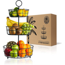 30 Pieces Faux Fruit & Vegetables in Nice Large Basket With Wood Handles