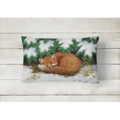  Naptime Fox Fabric Indoor/Outdoor Throw Pillow
