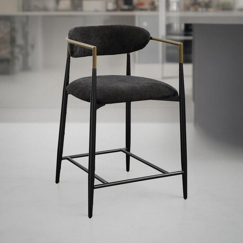 Chaise à hauteur de comptoir avec accoudoirs, Noir, noir, noir, noir, 1