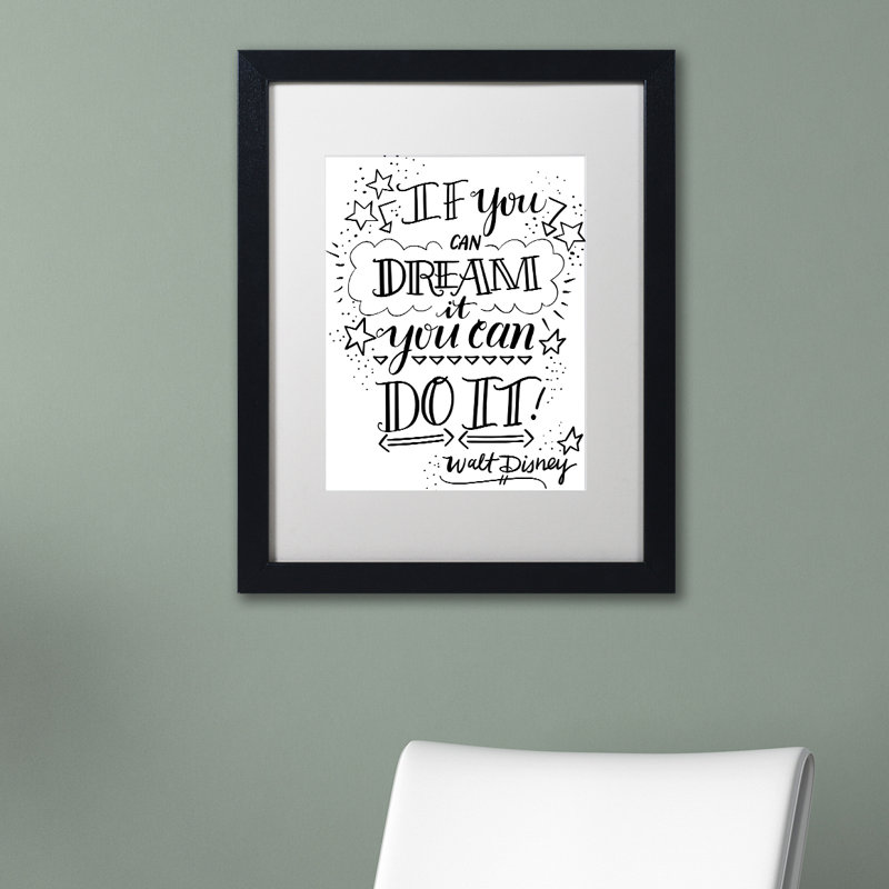 « rêve it do it », art textuel encadré, Blanc, H 20 po x l 16 po x P 0,5 po, Noir