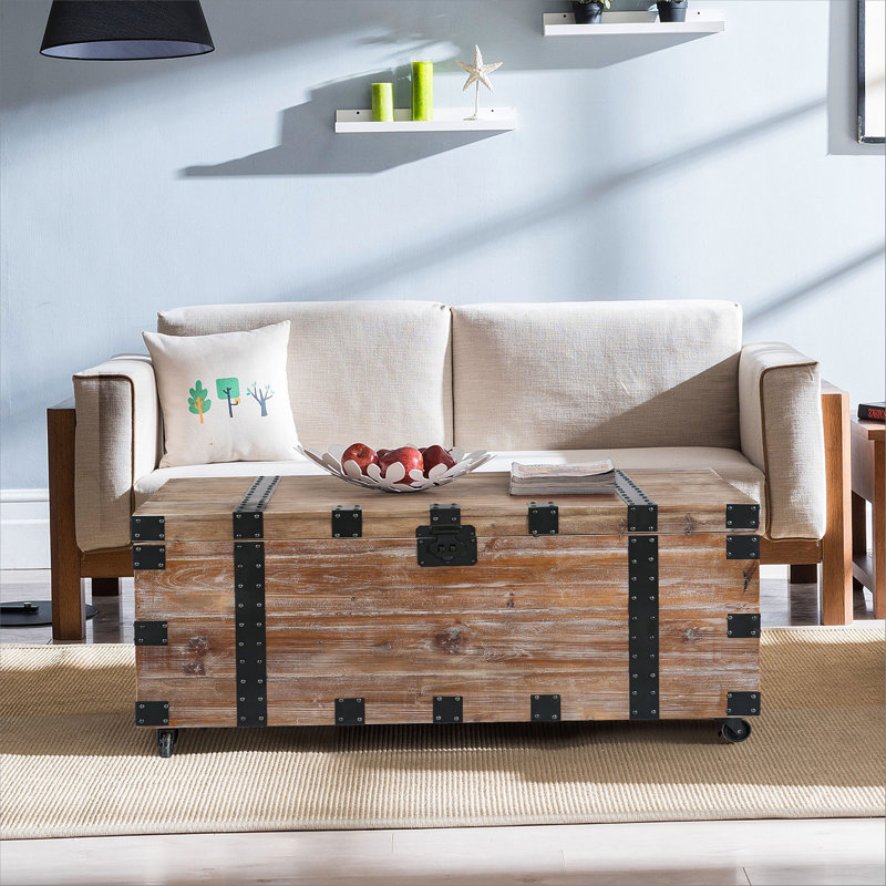Table basse rectangulaire avec plateau en bois massif, Gris antique