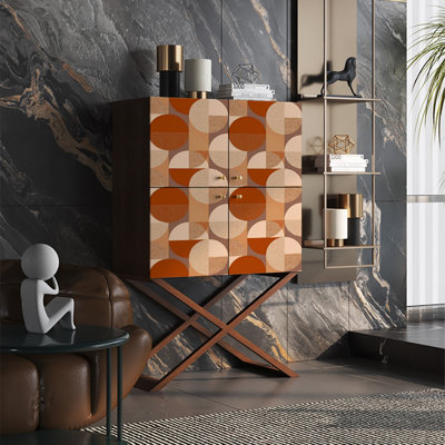 Spacious Four-Door Storage Cabinet with Walnut Top
