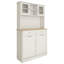 Armoire de cuisine blanche de 67,7 po de hauteur avec 3 tablettes réglables, 2 tiroirs et un compartiment à ordures inclinable, 1 bac à décor moderne. Conception pour la cuisine, la salle à manger, le salon. Rangement généreux, caché