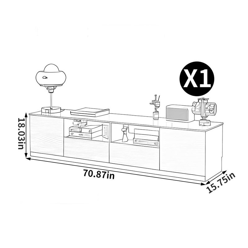 Simple modern style living room TV stand, 70.87"