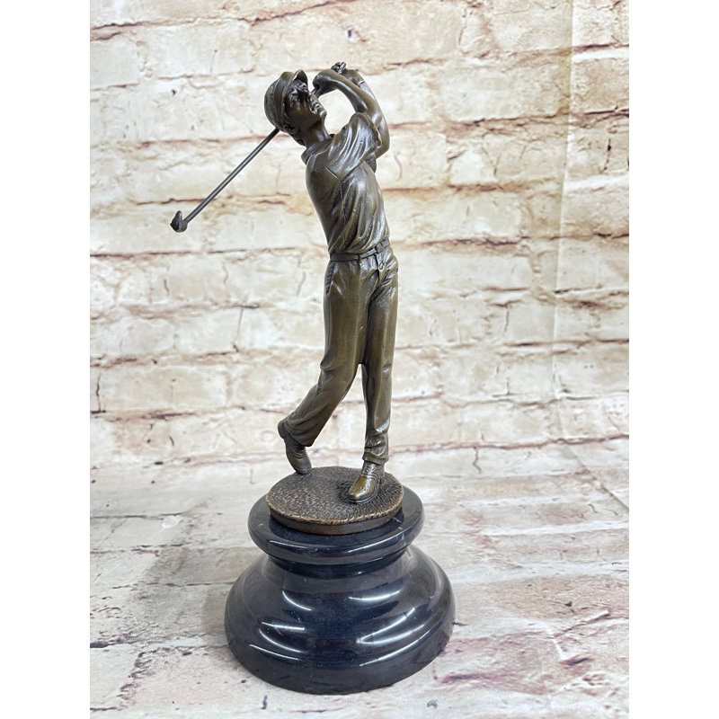 Figurine de sculpture en bronze PURE BRONZE Athlète jouer au golf homme CADDY