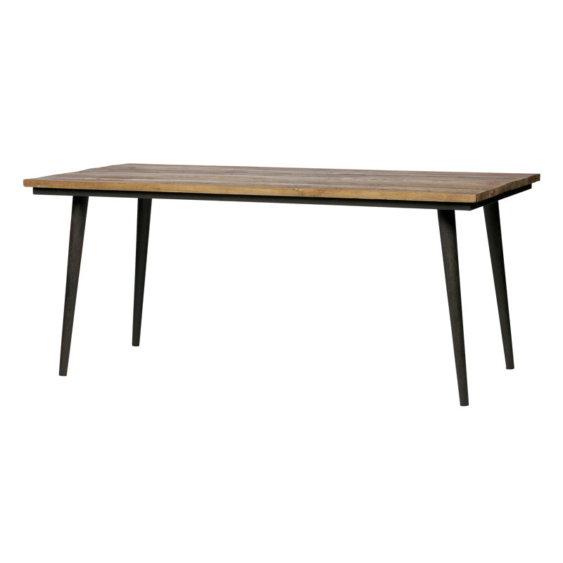 Solid Wood Top Metal Base Dining Table