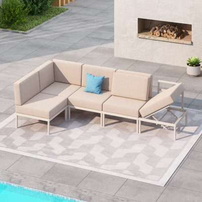 Coyte Aluminium 5-Person Sectional Sofa Seating Group With Cushions