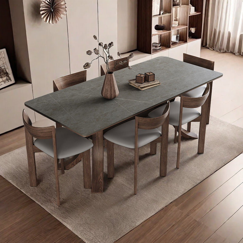 Ensemble de salle à manger en bois massif de style ancien avec chaises rectangulaires L 55,1 po x l 31,4 po, 7