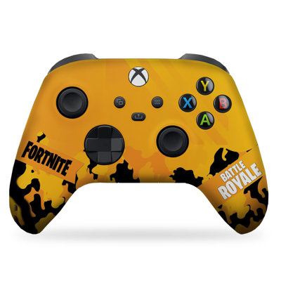 DreamController Fortnight - Contrôleur X-box jaune personnalisé sans fil compatible avec X-box One / Series X / S Fièrement personnalisé aux États-Unis avec impression permanente par HYDRO-DIP (PAS JUSTE UNE PEAU)