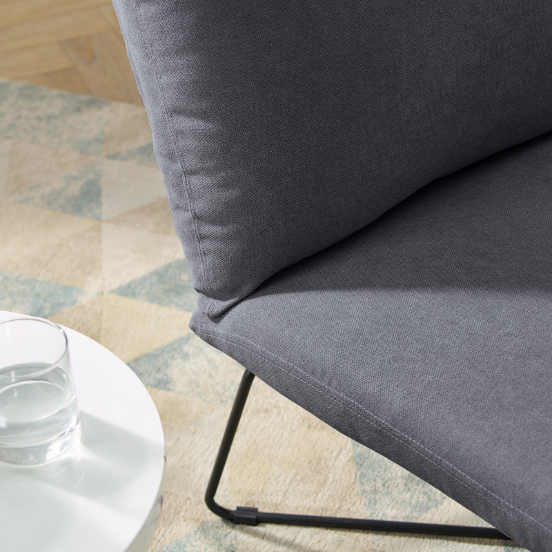 Chaise d'appoint en velours de 26 po de largeur Tosun, Gris foncé