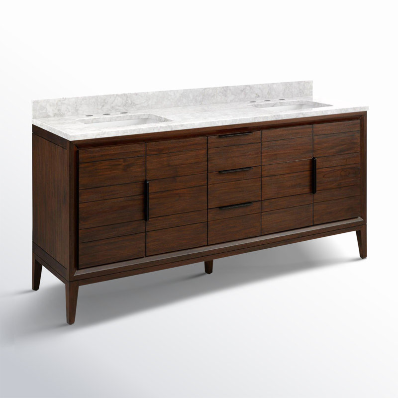 Aliso 72" Double Bathroom Vanity, Carrara Marble, 8" Widespread, Java