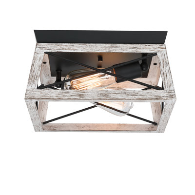 2-Light Finished Cage Classic Modern Dimmable Flush Mount Light